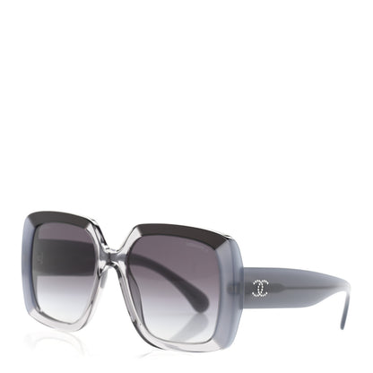 Chanel Acetate Square CC Crystal Sunglasses 71685A Grey 1 of 8