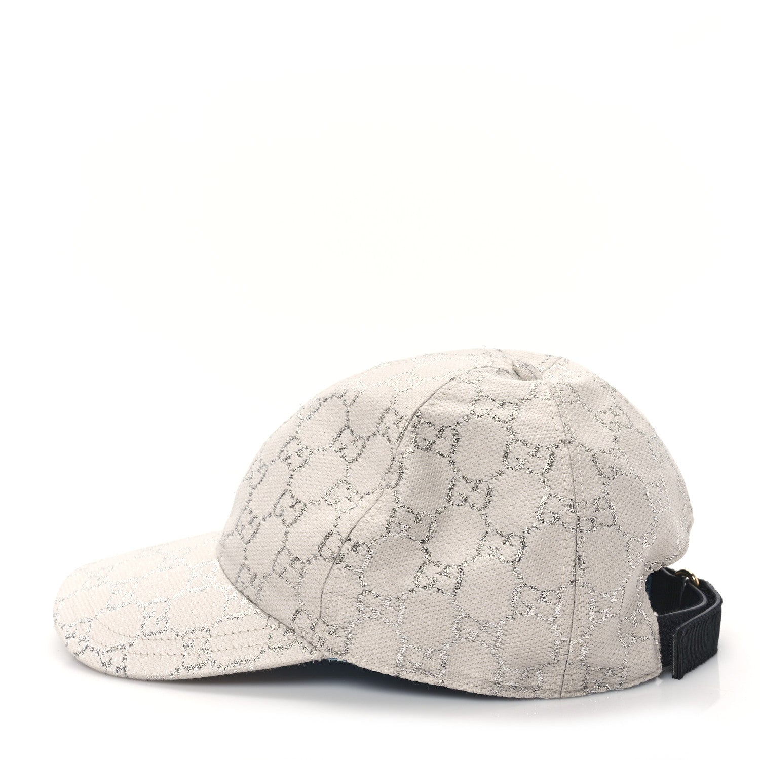 Gucci Canvas Lame GG Monogram Rush Baseball Hat M Gardenia Silver 4 of 8