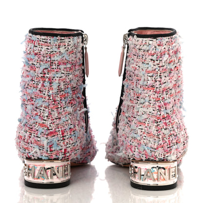 Chanel Tweed Cap Toe CC Short Boots 36 Pink Blue Black 5 of 19