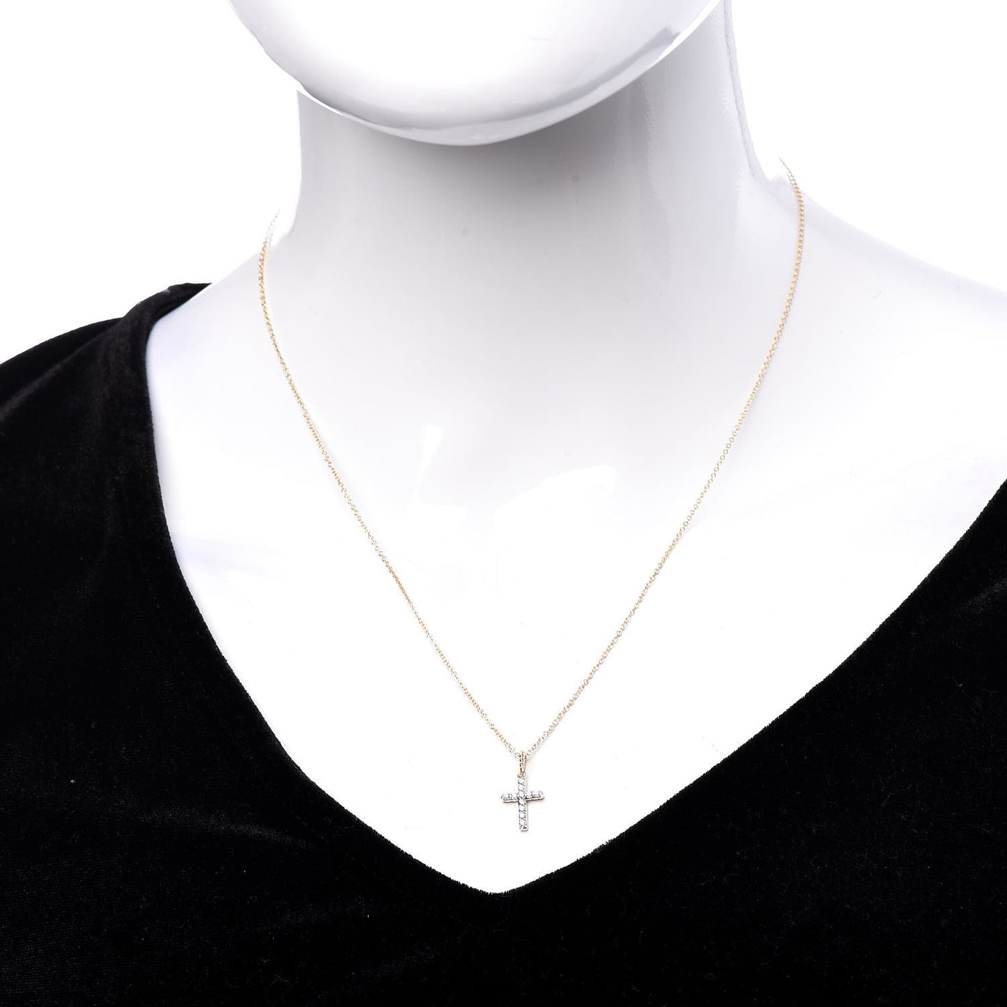 18K Yellow Gold Diamond Cable Collectibles Cross Necklace