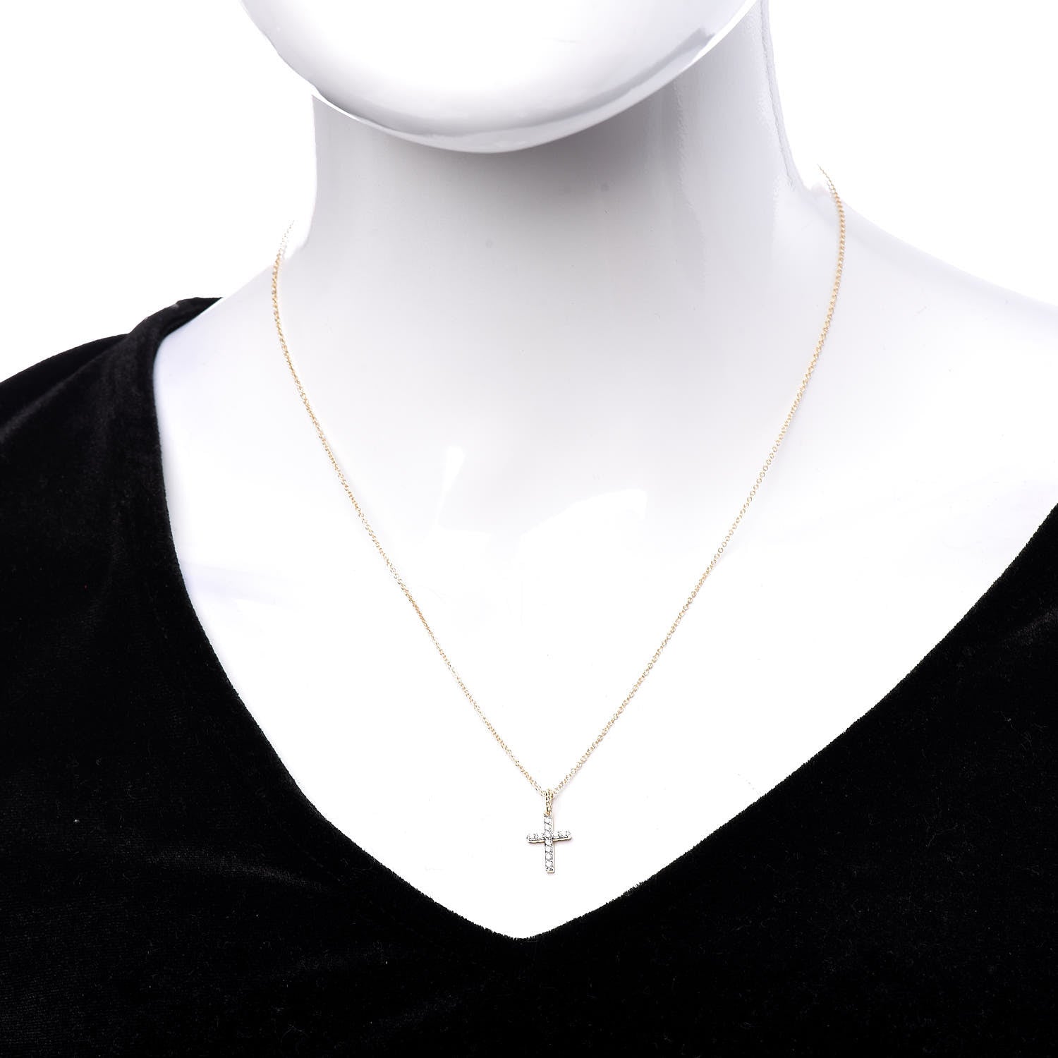 David Yurman 18K Yellow Gold Diamond Cable Collectibles Cross Necklace 2 of 6
