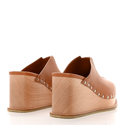 Hermes Calfskin Beechwood Earth Mules 38 Marron Glaise 4 of 9