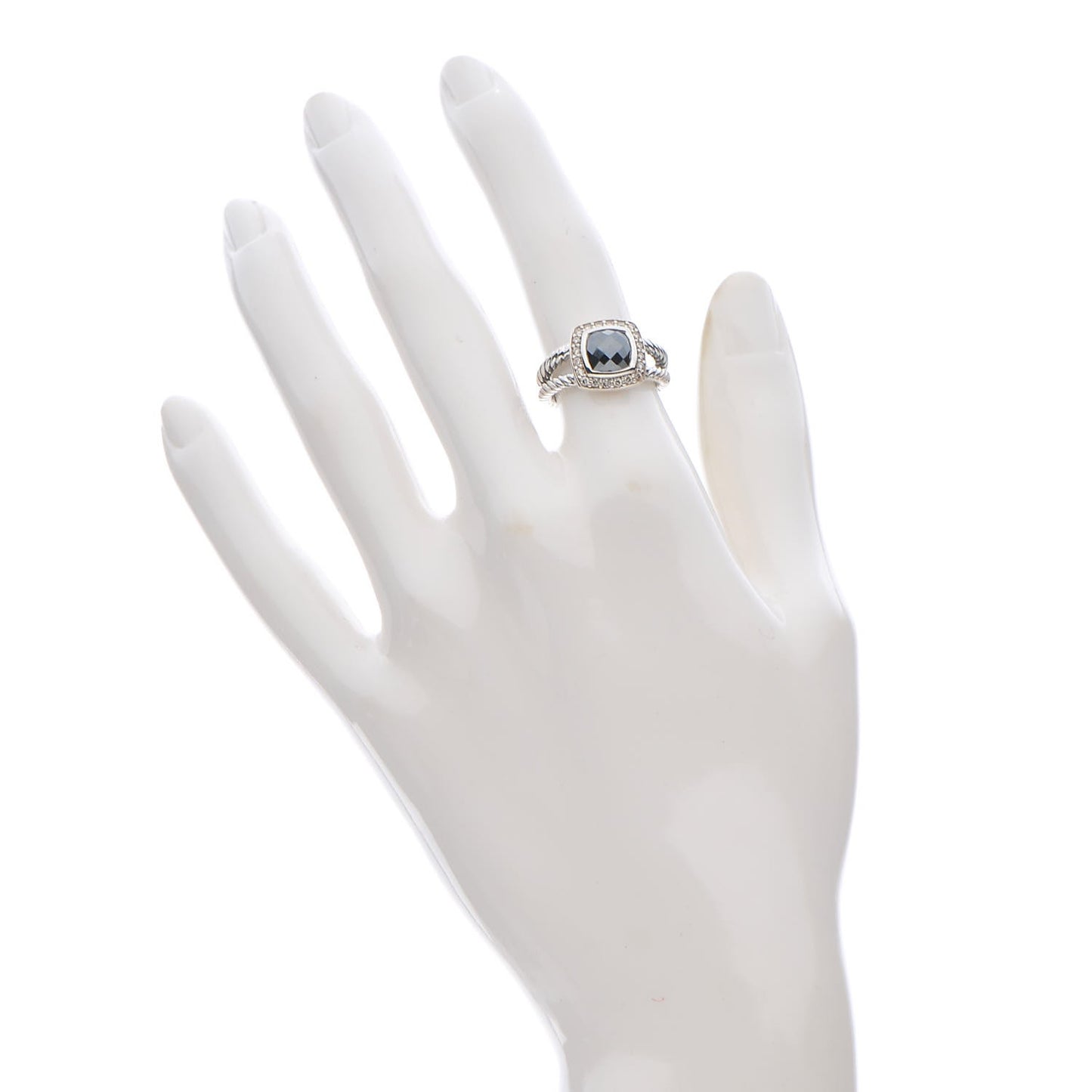Sterling Silver Diamond Hematite 7mm Petite Albion Ring 49 5