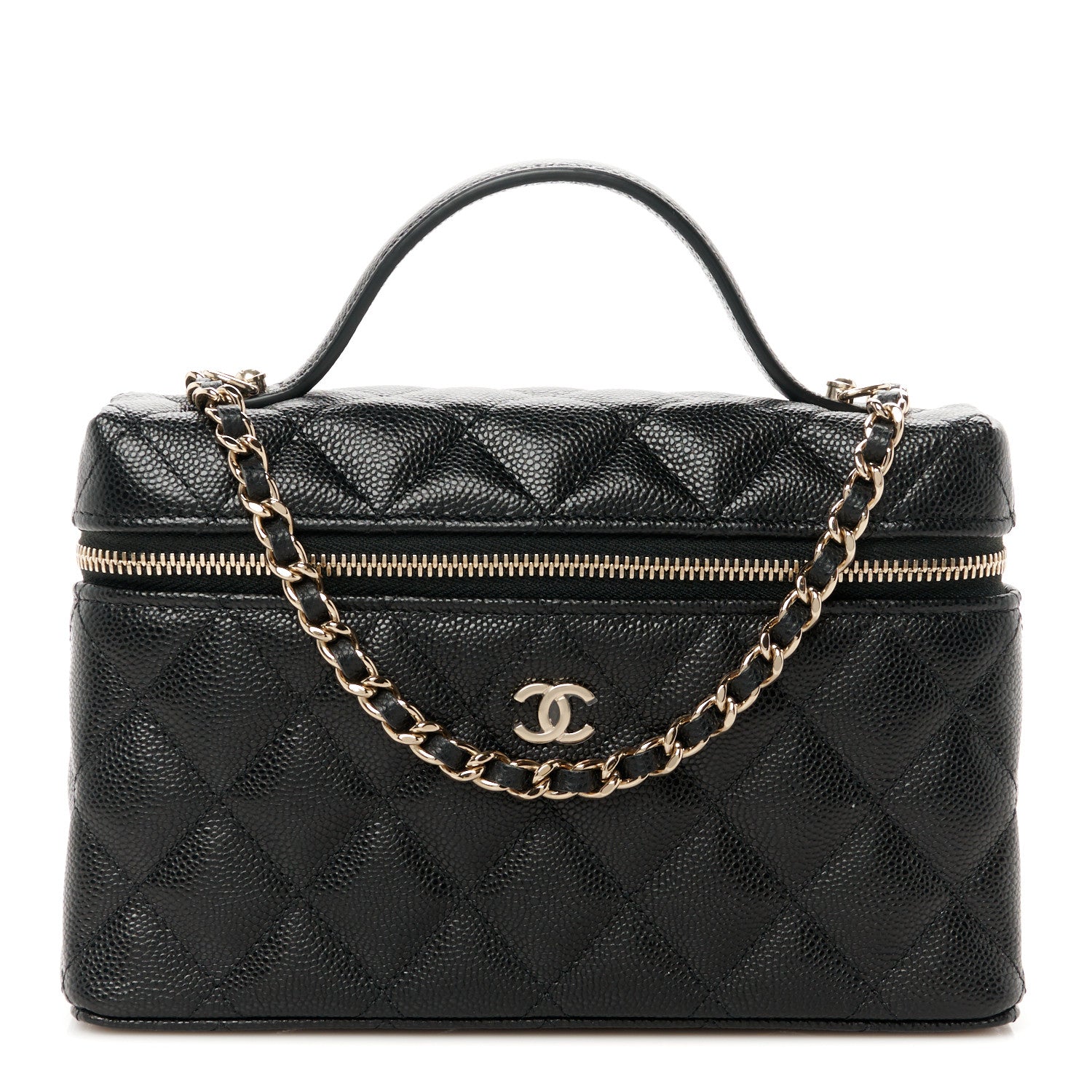 Chanel Caviar Quilted Top Handle Slim Vanity With Chain Black 1 of 11