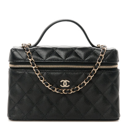 Chanel Caviar Quilted Top Handle Slim Vanity With Chain Black 1 of 11