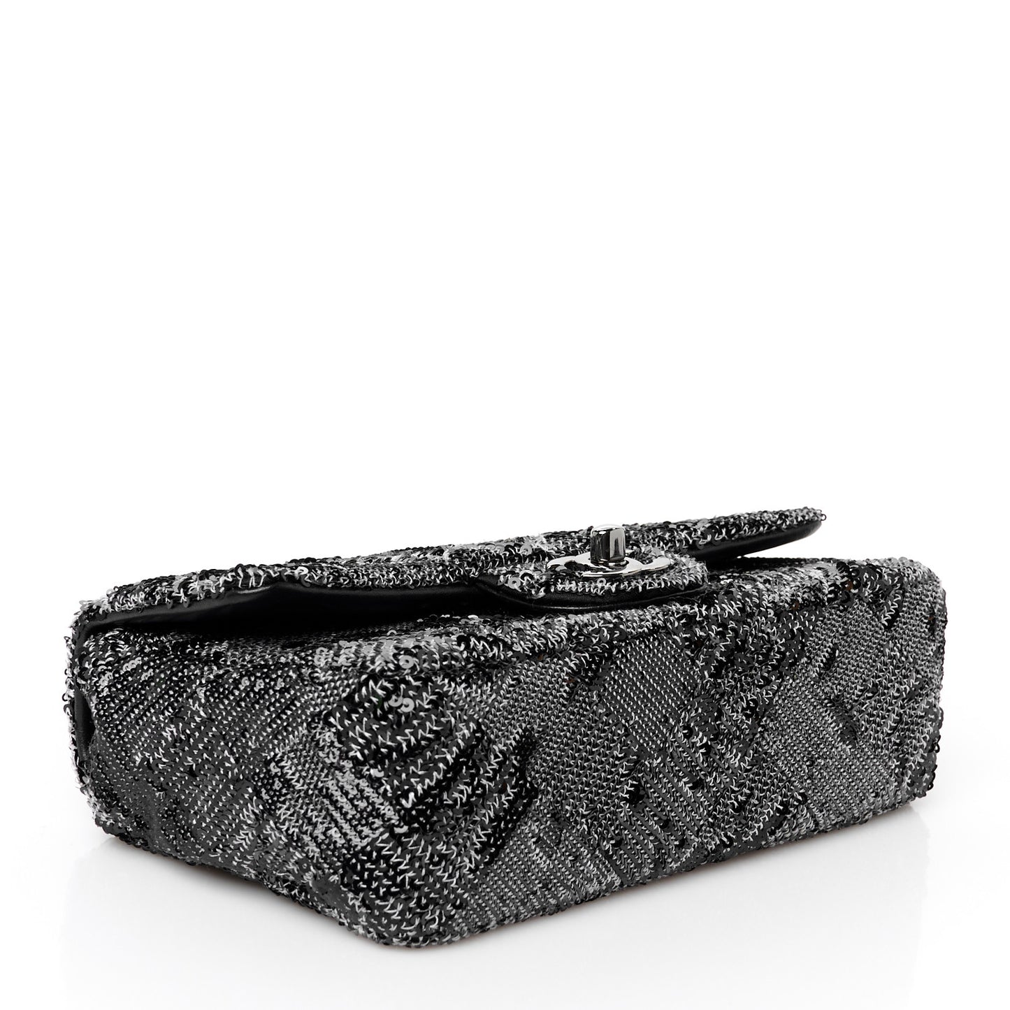 Sequin Mini Rectangular Single Flap Black