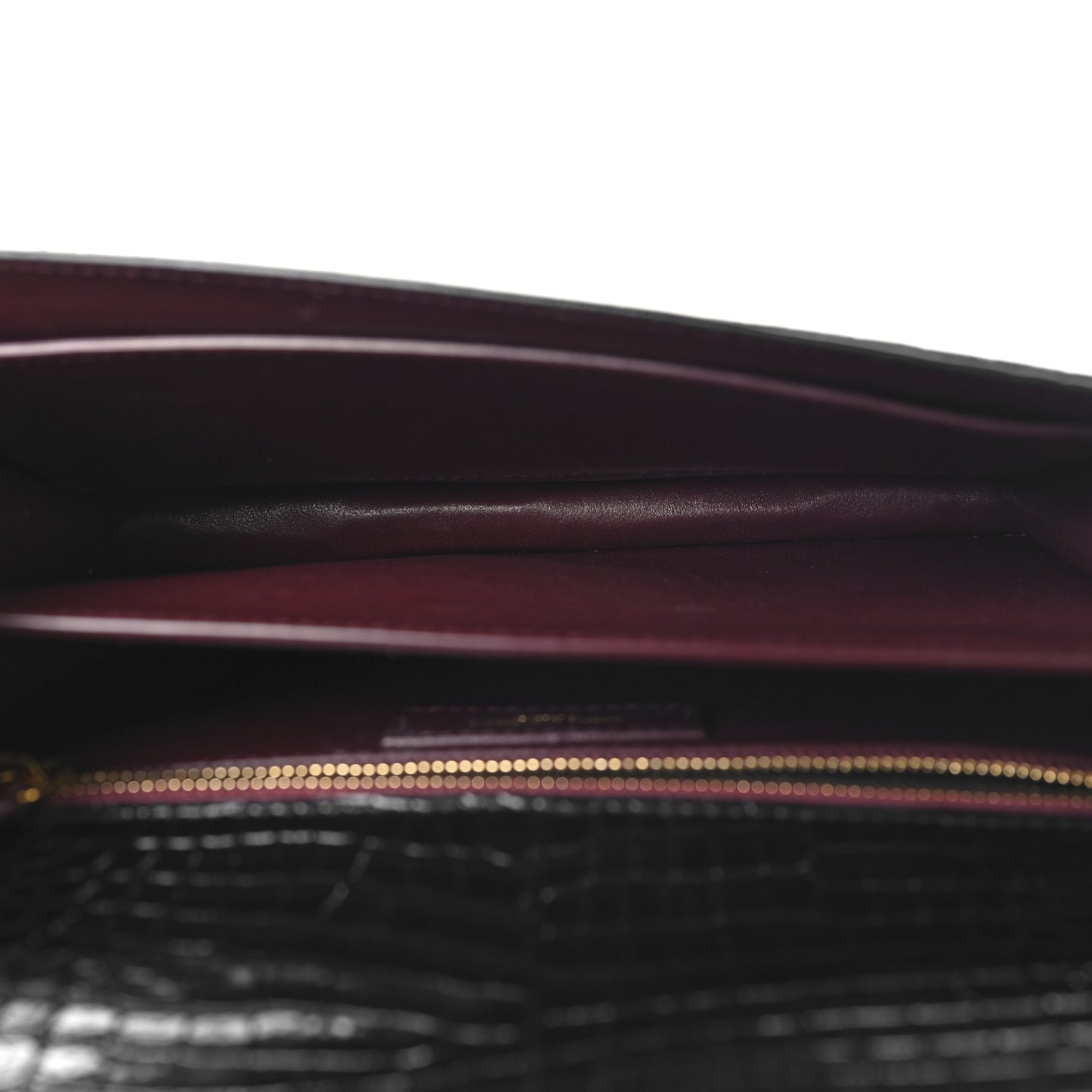 Calfskin Crocodile Embossed Monogram Cassandra Clasp Bag Black Rouge Legion