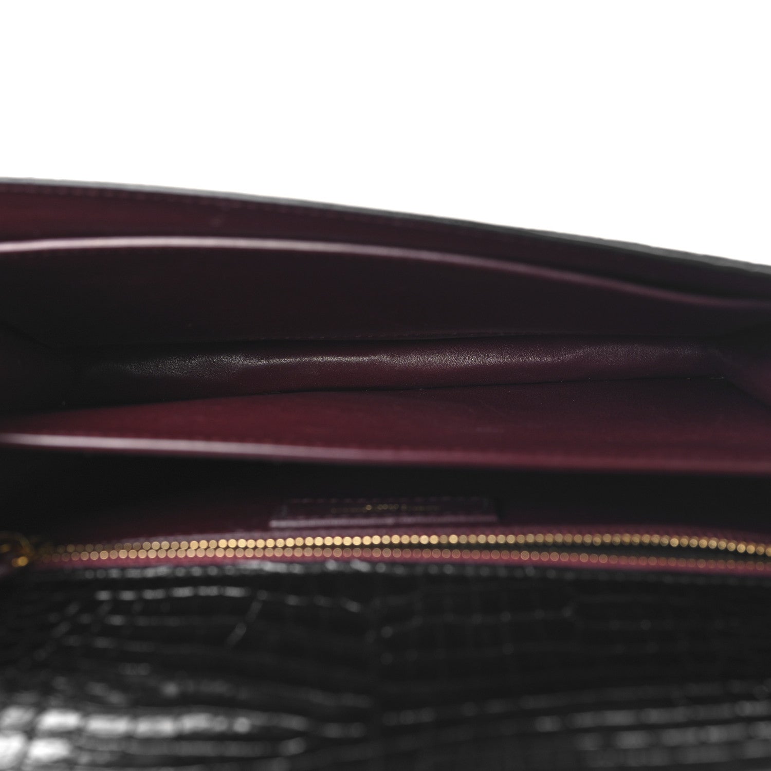 Saint Laurent Calfskin Crocodile Embossed Monogram Cassandra Clasp Bag Black Rouge Legion 5 of 10