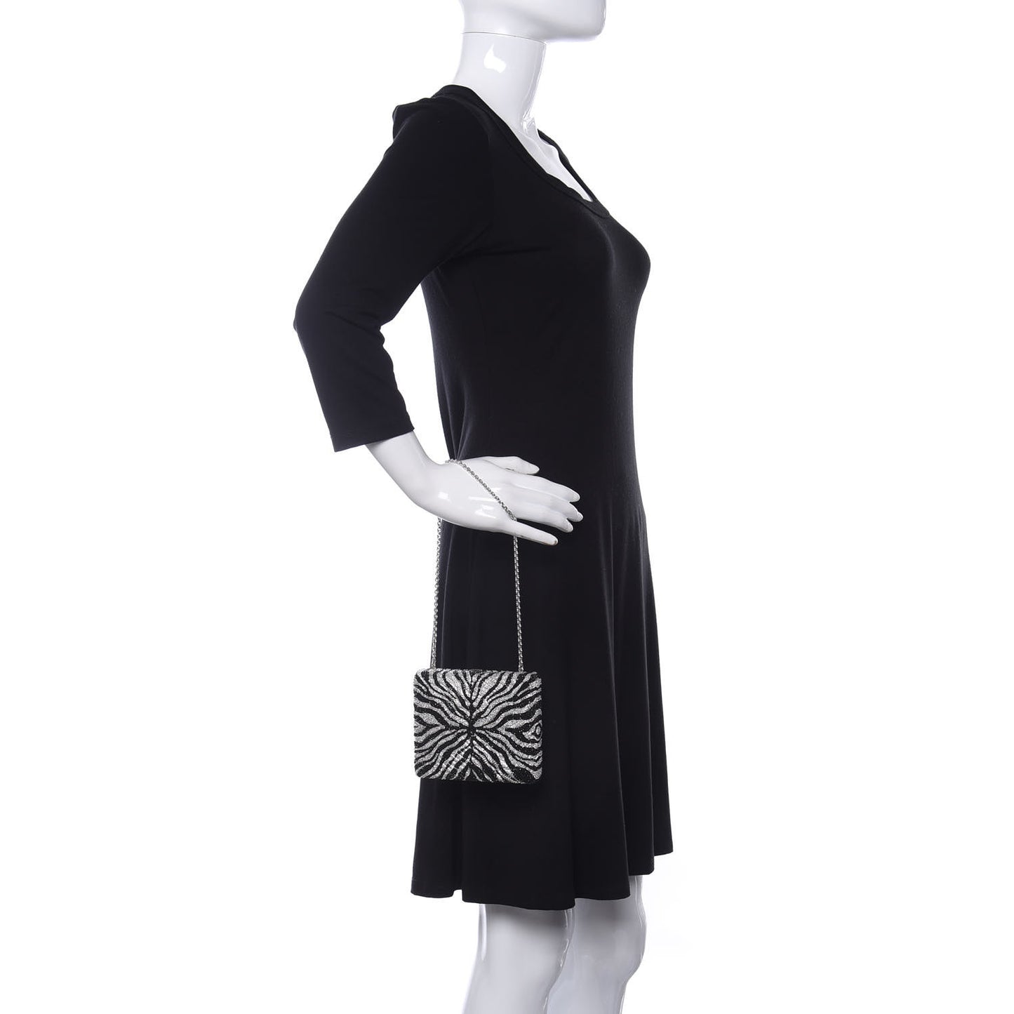 Austrian Crystal Zebra Evening Bag Silver Black