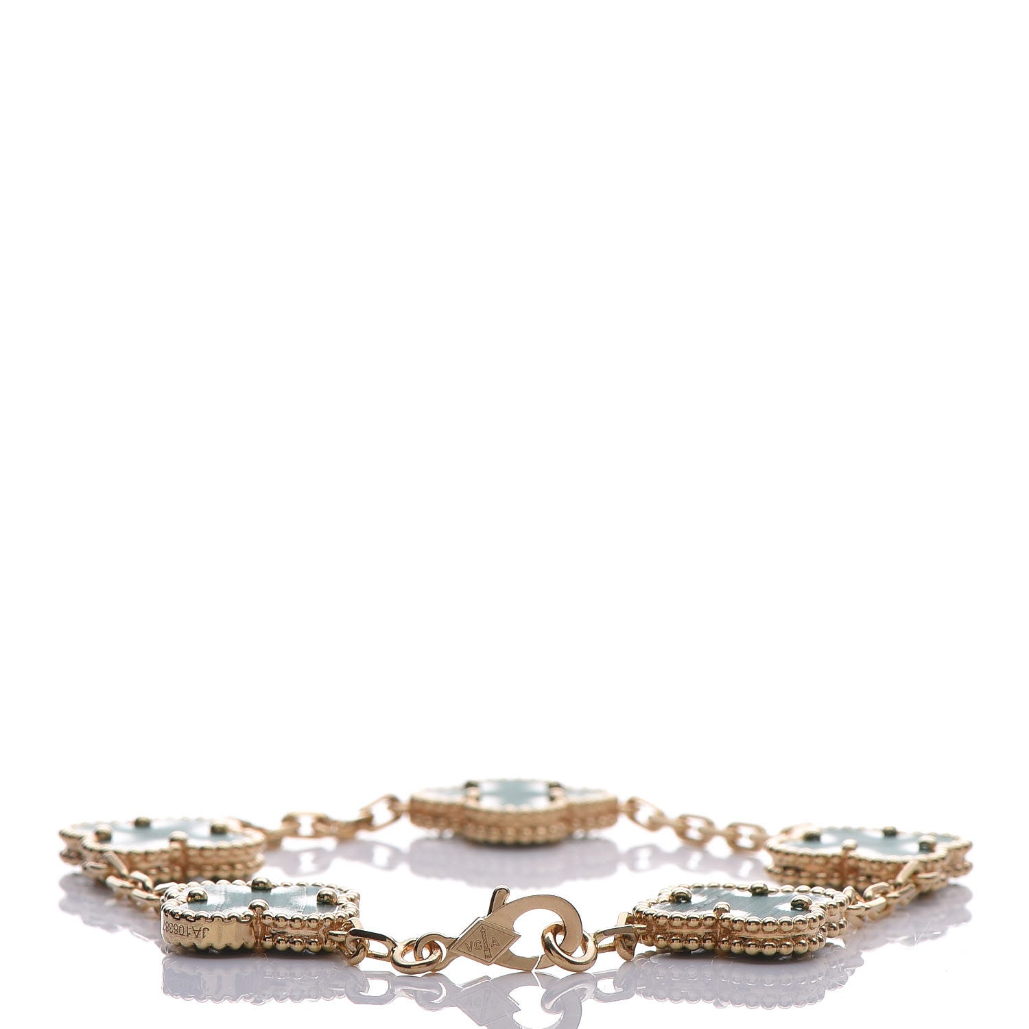 Van Cleef & Arpels 18K Yellow Gold Malachite 5 Motifs Vintage Alhambra Bracelet 3 of 8