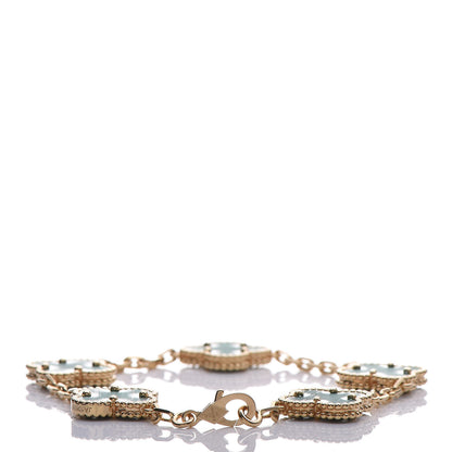Van Cleef & Arpels 18K Yellow Gold Malachite 5 Motifs Vintage Alhambra Bracelet 3 of 8