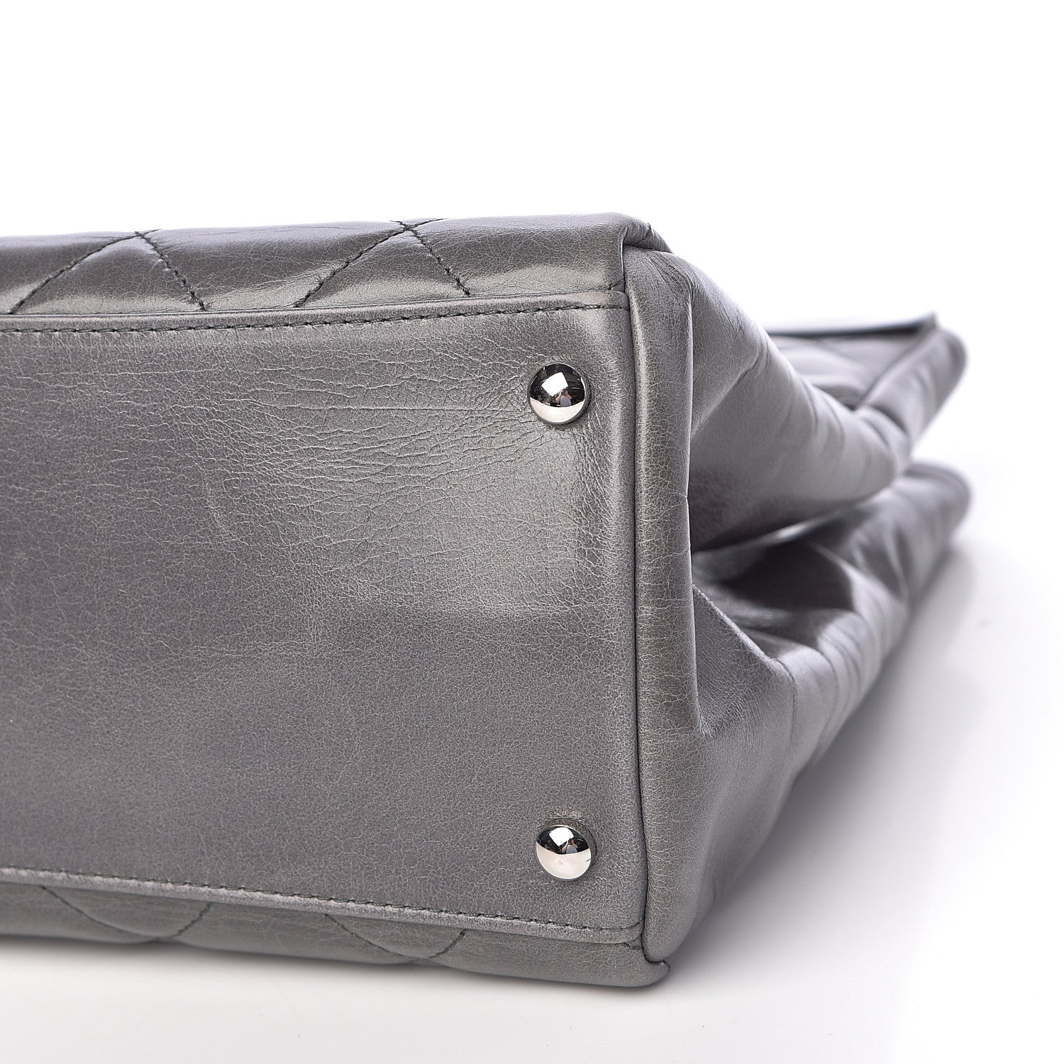 Chanel Glazed Calfskin Quilted Small CC Delivery Tote Grey 10 of 11