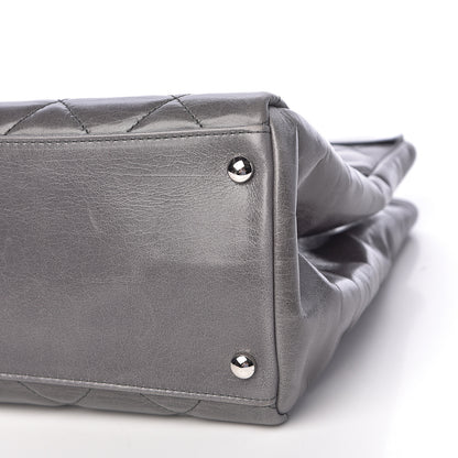 Chanel Glazed Calfskin Quilted Small CC Delivery Tote Grey 10 of 11