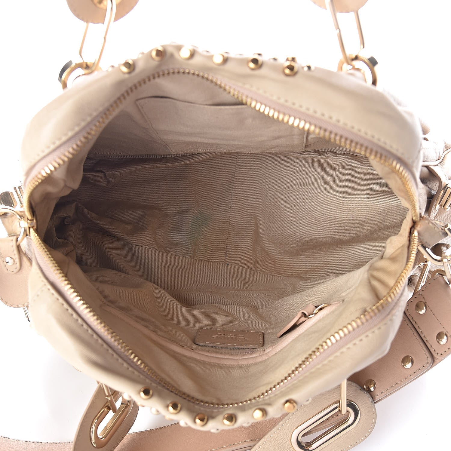 Chloe Calfskin Studded Medium Military Paraty Beige 5 of 14