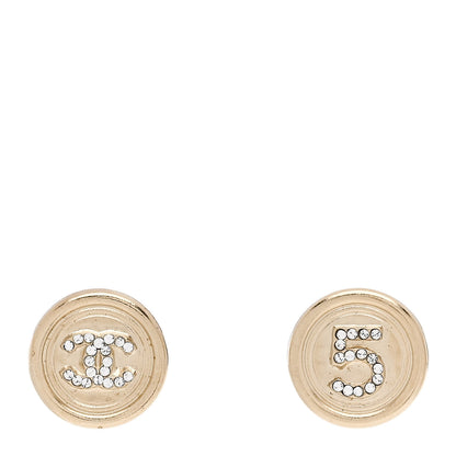 Chanel Crystal CC No 5 Round Earrings Gold 1 of 5