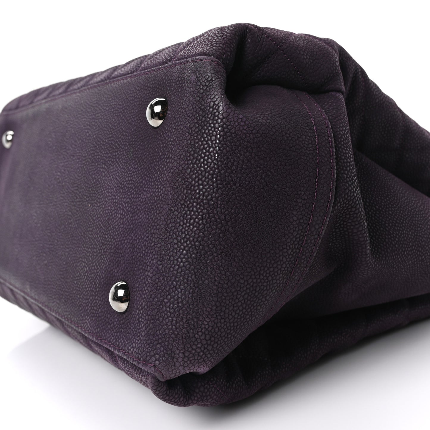 Iridescent Caviar Quilted Lady Pearly Tote Plum