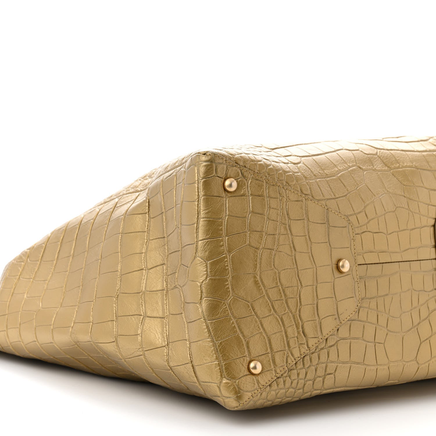 Chanel Calfskin Crocodile Embossed Large Cocodile Shopping Tote Gold 9 of 10