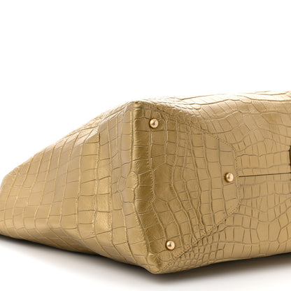 Chanel Calfskin Crocodile Embossed Large Cocodile Shopping Tote Gold 9 of 10