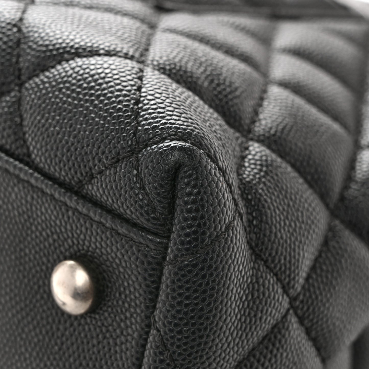 Caviar Lizard Embossed Quilted Small Coco Handle Flap Black