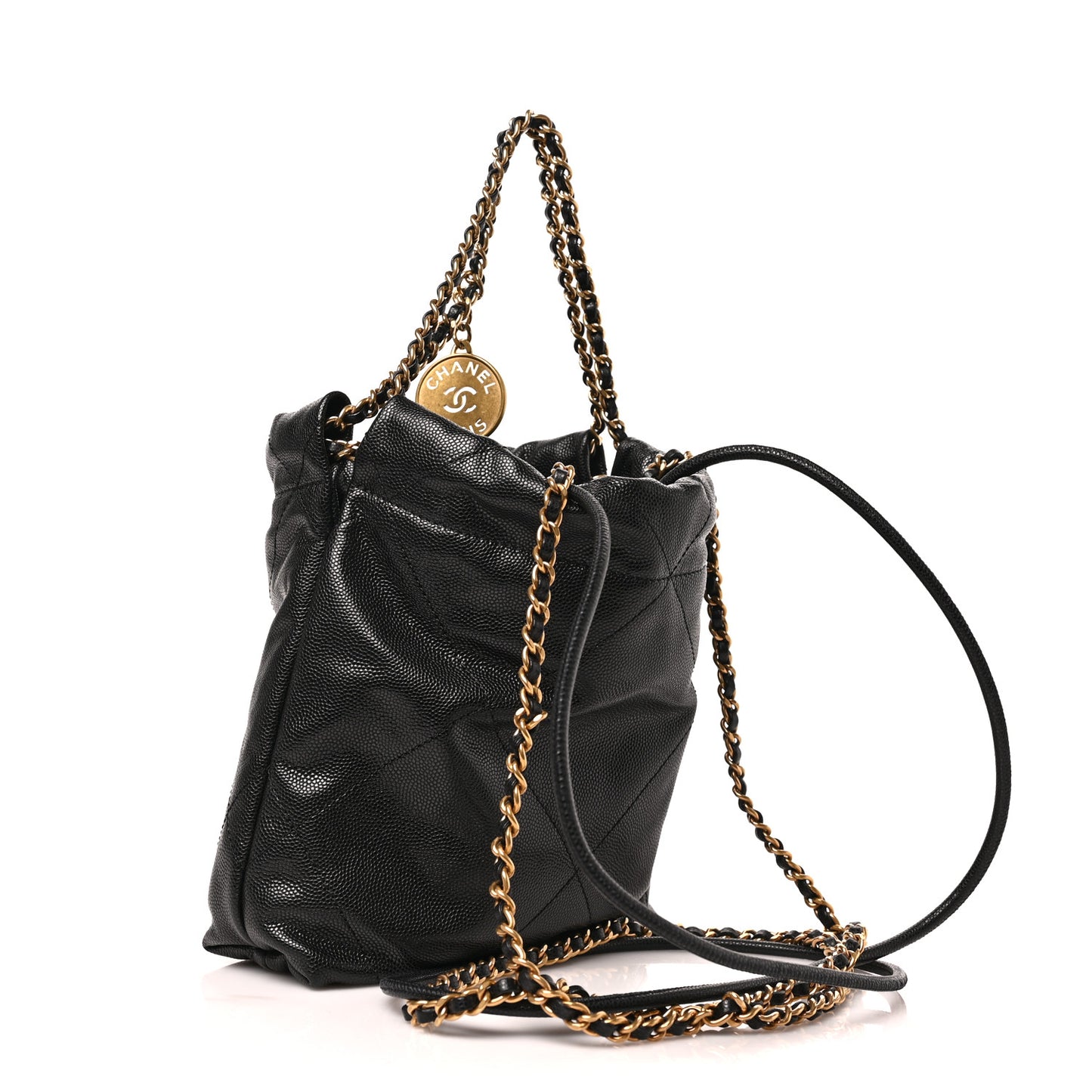 Shiny Caviar Quilted Monochrome Mini Chanel 22 Black