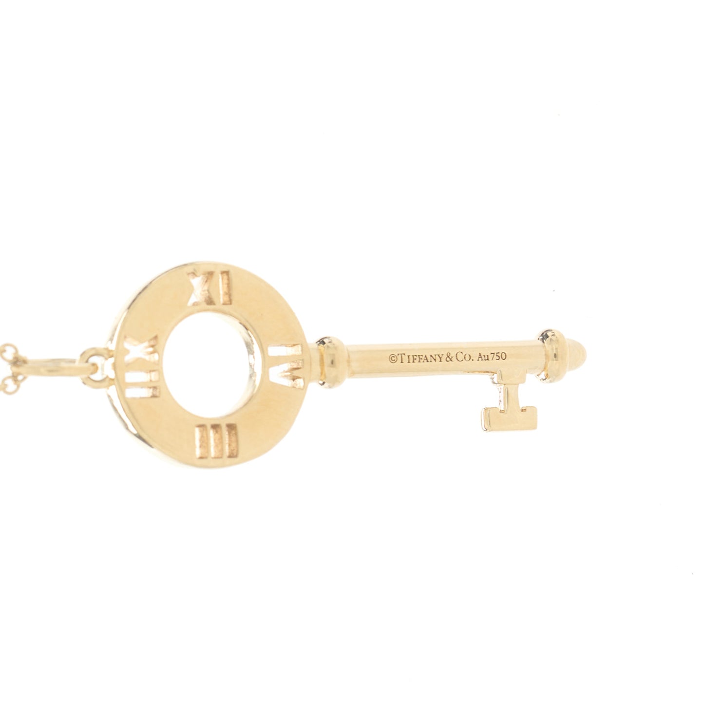 18K Yellow Gold Diamond Atlas Pierced Key Pendant Necklace