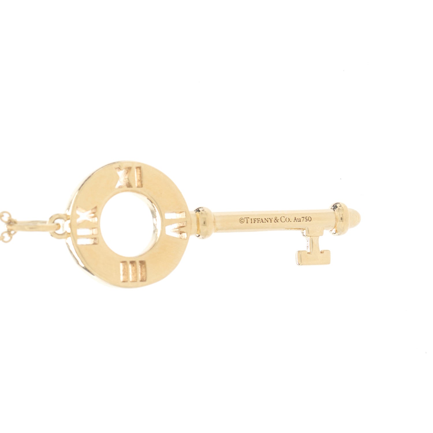 Tiffany 18K Yellow Gold Diamond Atlas Pierced Key Pendant Necklace 5 of 6