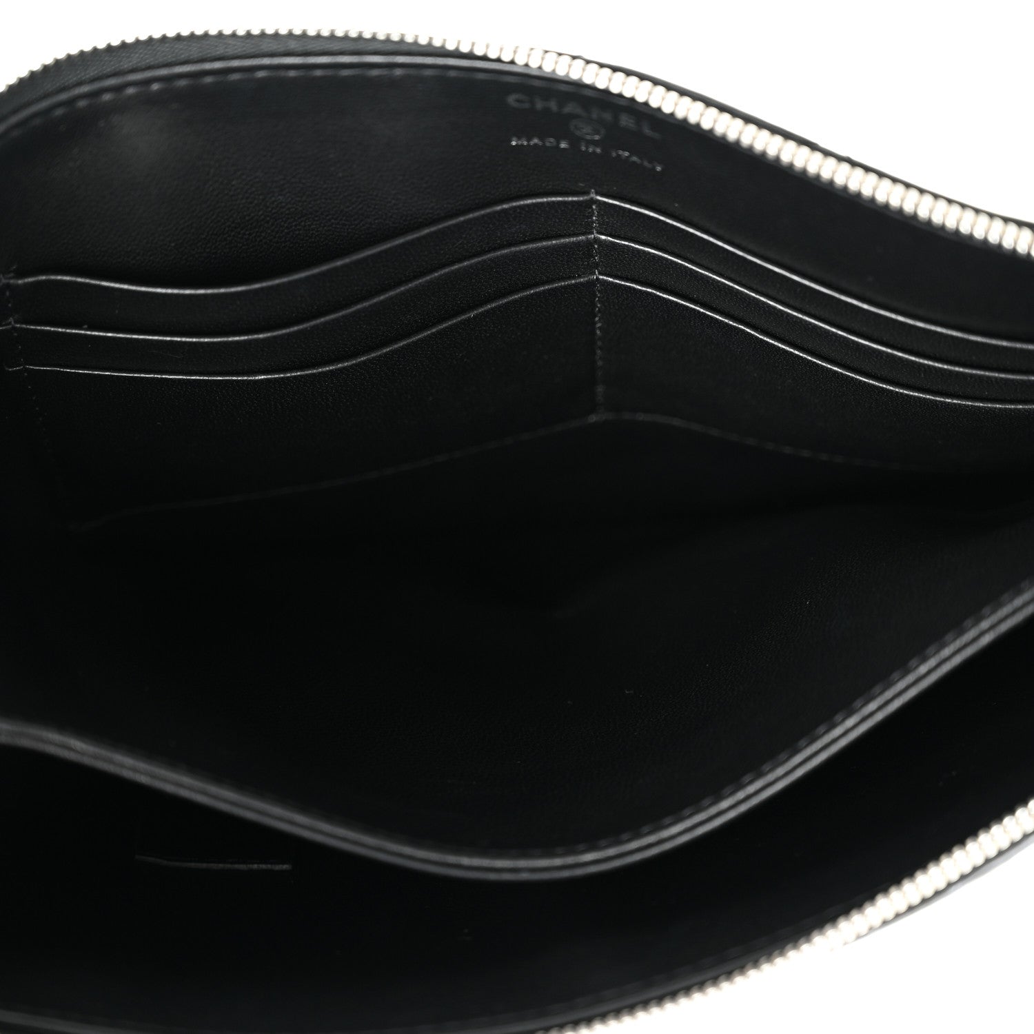 Chanel Metallic Lambskin Wave Clutch Black Silver 6 of 12