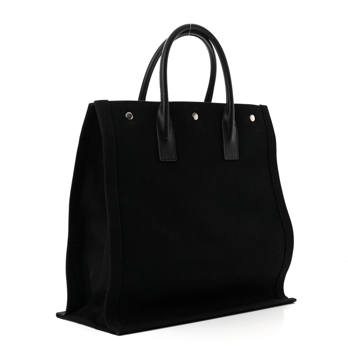 Linen Calfskin Rive Gauche North South Tote Black