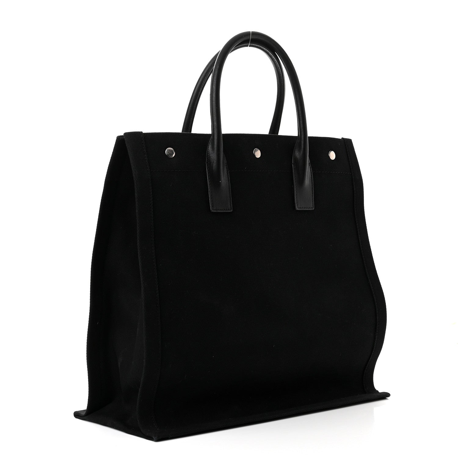 Saint Laurent Linen Calfskin Rive Gauche North South Tote Black 3 of 9