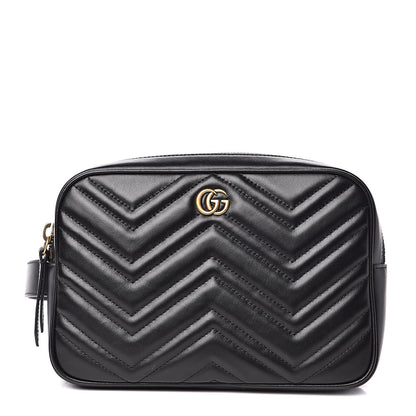 Gucci Calfskin Matelasse Mens GG Marmont Belt Bag 90 36 Black 1 of 10