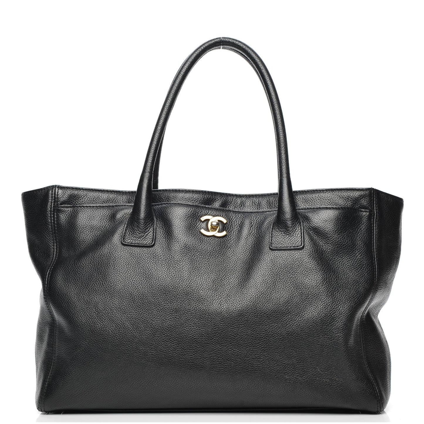 Calfskin Cerf Executive Shopper Tote Black
