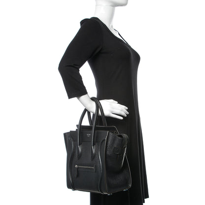 Celine Drummed Calfskin Micro Luggage Black 2 of 8