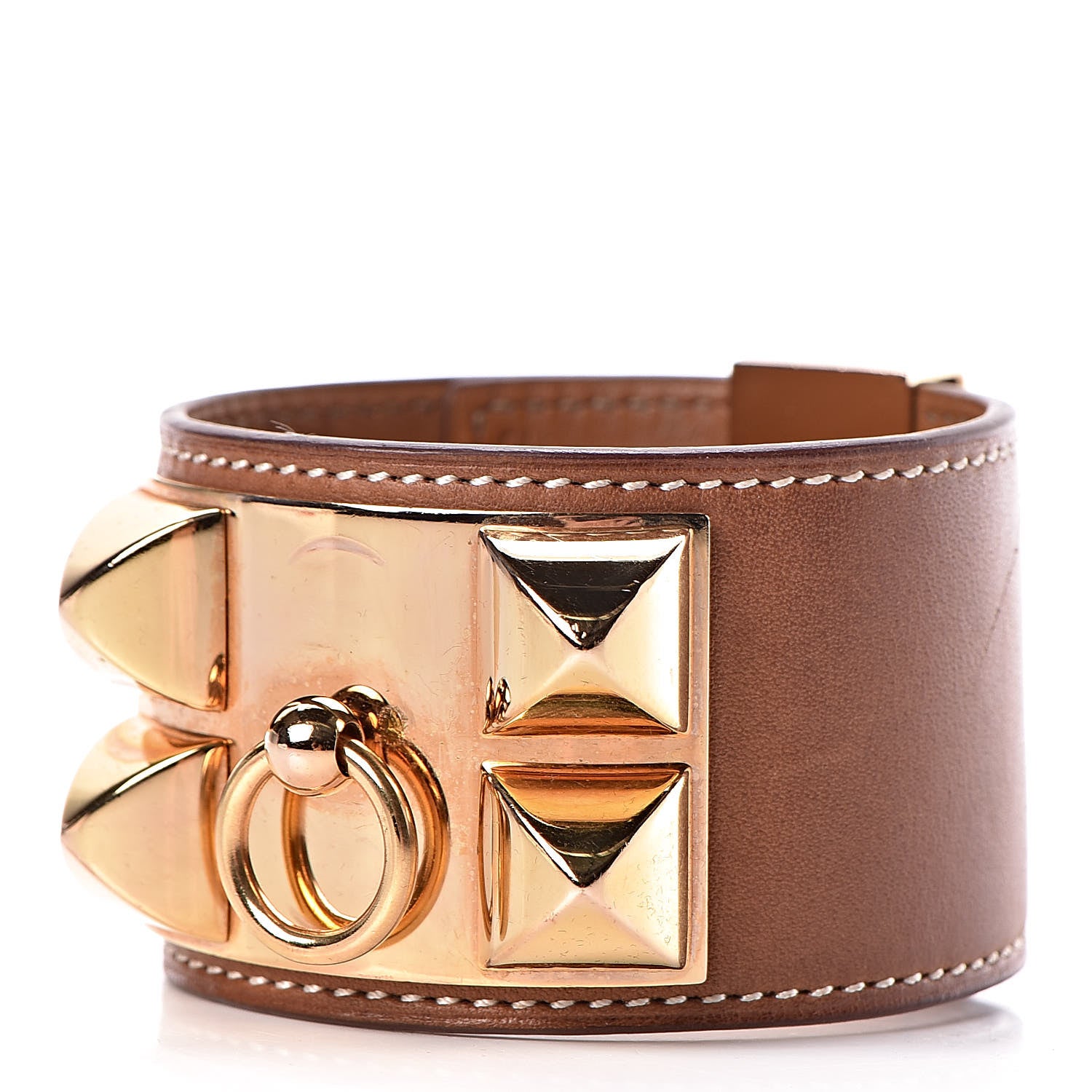 Hermes Barenia Collier de Chien CDC Bracelet S Fauve 1 of 7
