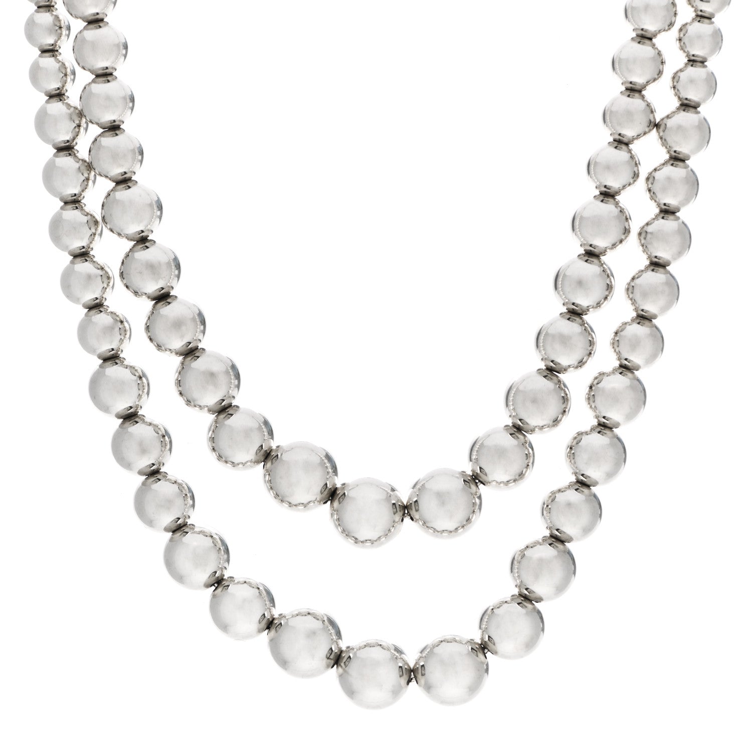 Tiffany Sterling Silver HardWear Graduated Ball Two-Row Necklace 1 of 6