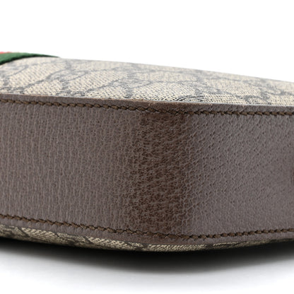 Gucci GG Supreme Monogram Textured Dollar Calfskin Web Ophidia Wristlet Shoulder Bag Beige Ebony New Acero 9 of 13
