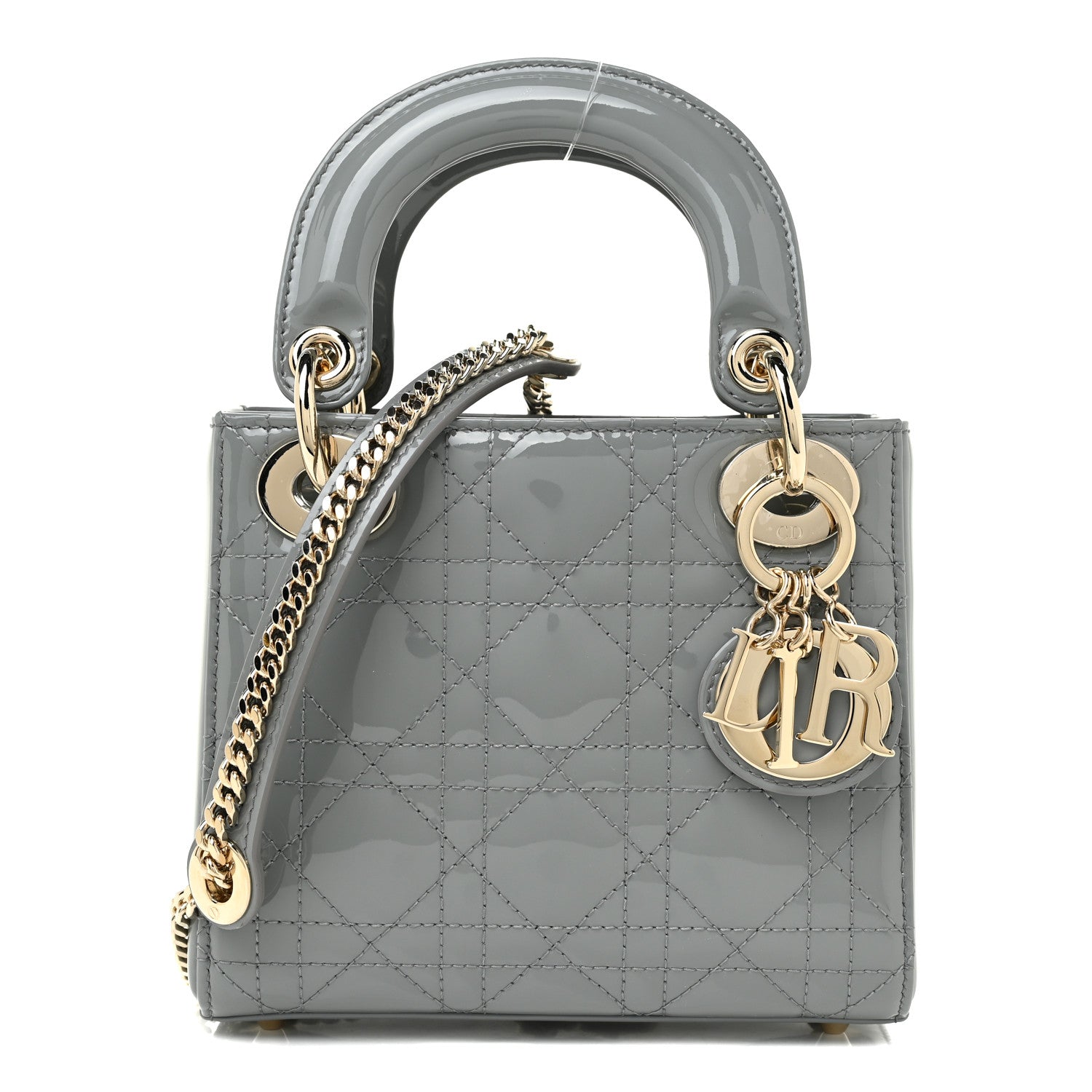 Christian Dior Patent Cannage Mini Lady Dior Grey Stone 1 of 12