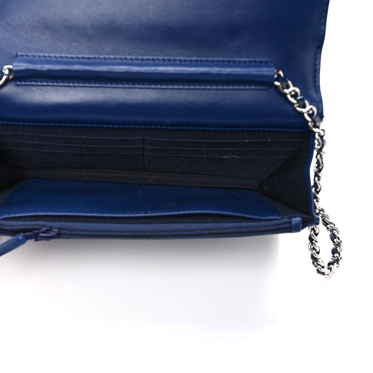 Patent Calfskin Quilted Reissue Wallet On Chain WOC Dark Navy Blue