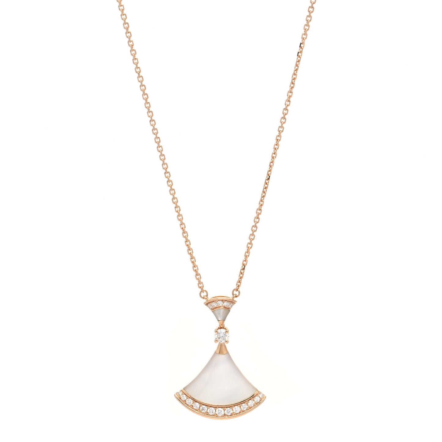 18K Rose Gold Diamond Large Mother of Pearl Divas' Dream Pendant Necklace