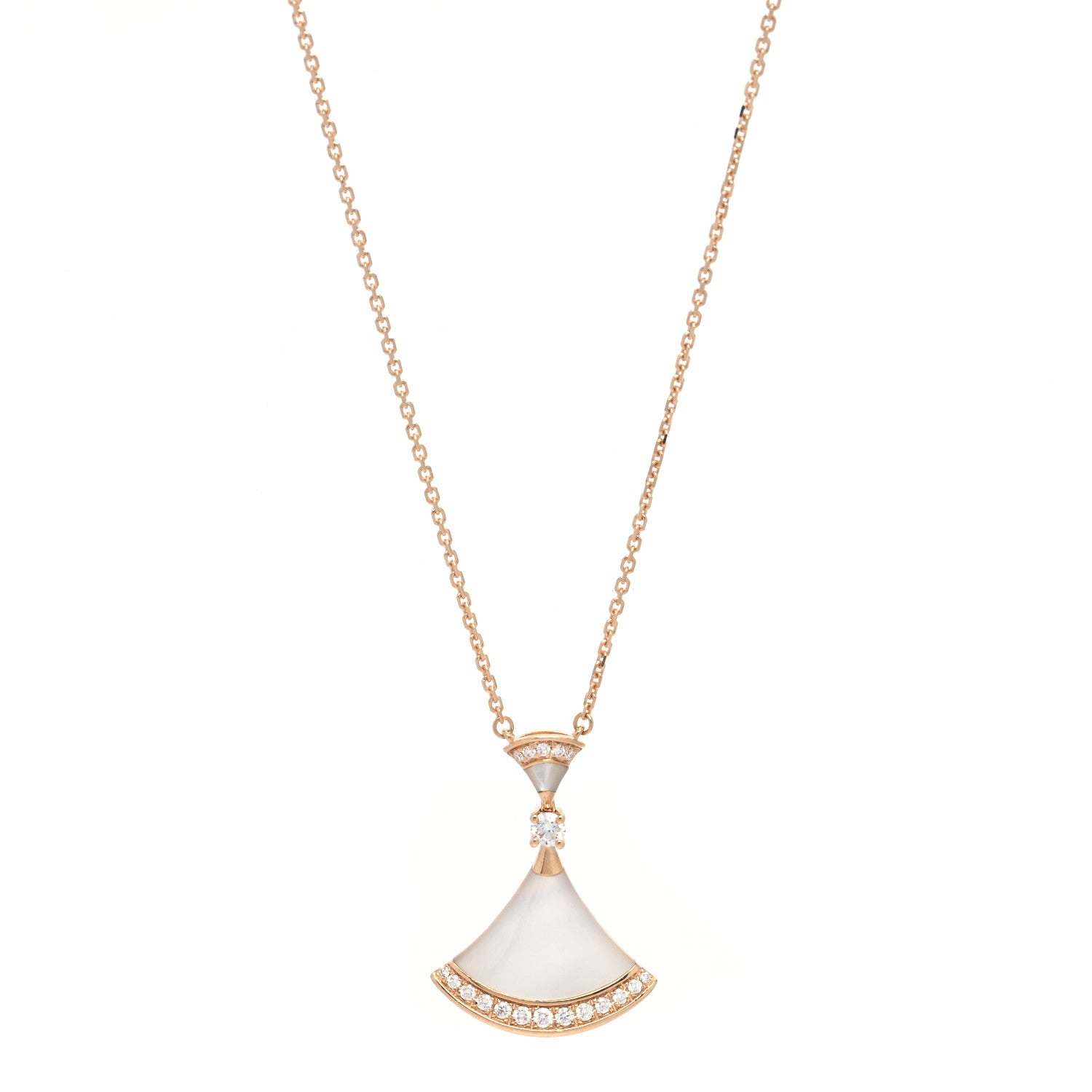 Bulgari 18K Rose Gold Diamond Large Mother of Pearl Divas' Dream Pendant Necklace 1 of 7