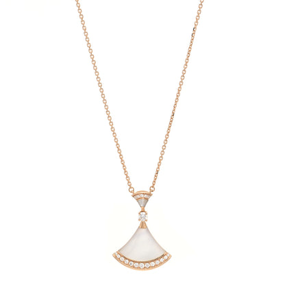 Bulgari 18K Rose Gold Diamond Large Mother of Pearl Divas' Dream Pendant Necklace 1 of 7