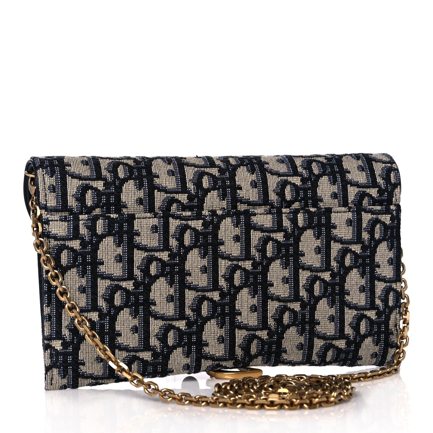 Oblique Saddle Chain Long Wallet Blue