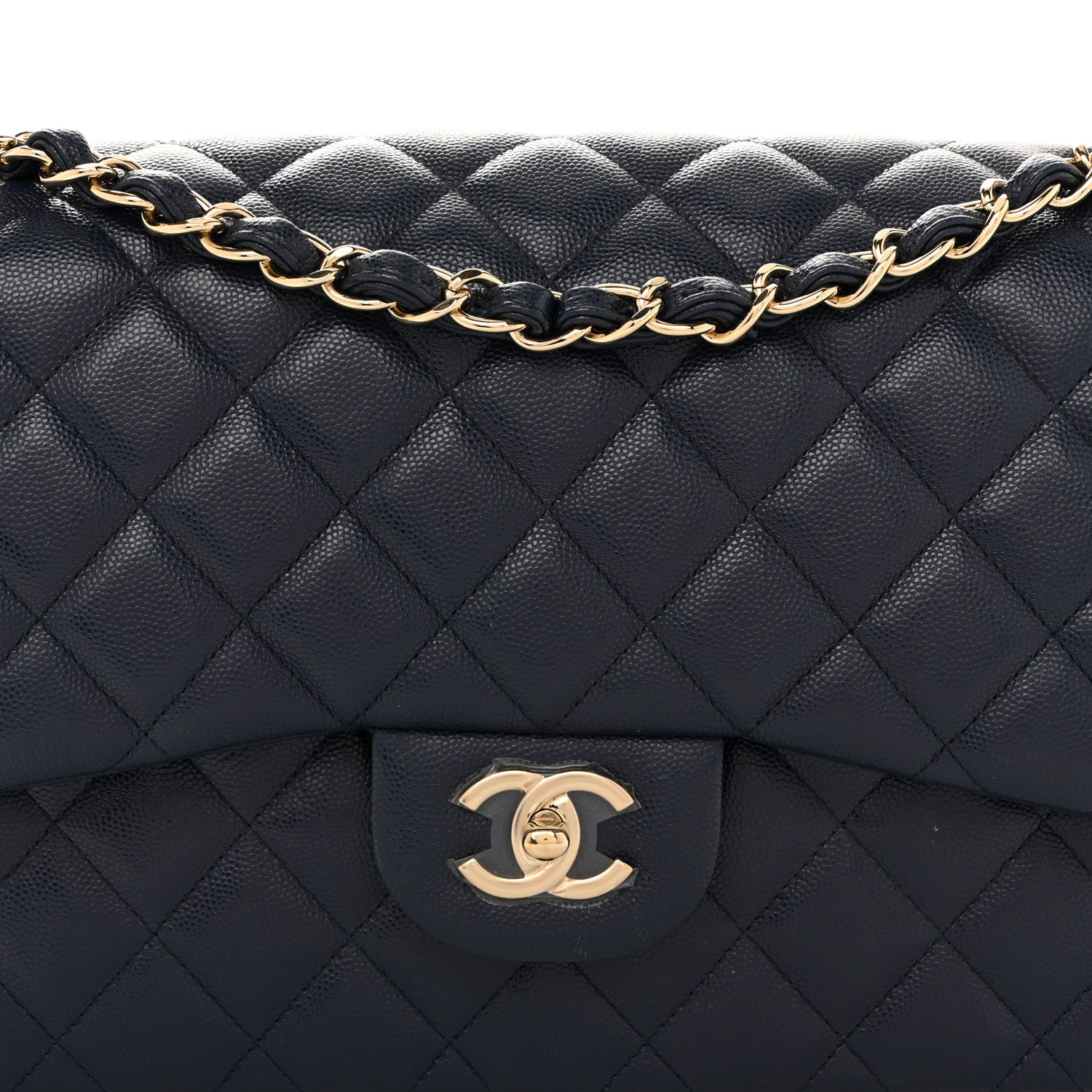 Chanel Caviar Quilted Jumbo Double Flap Navy Blue 8 of 11