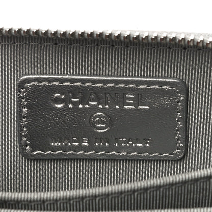 Chanel Gradient Metallic Calfskin Quilted Zip Around Coin Purse Wallet Silver Blue Yellow Purple 6 of 11