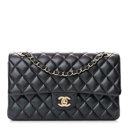 Chanel Iridescent Lambskin Quilted Medium Double Flap Black 1 of 13
