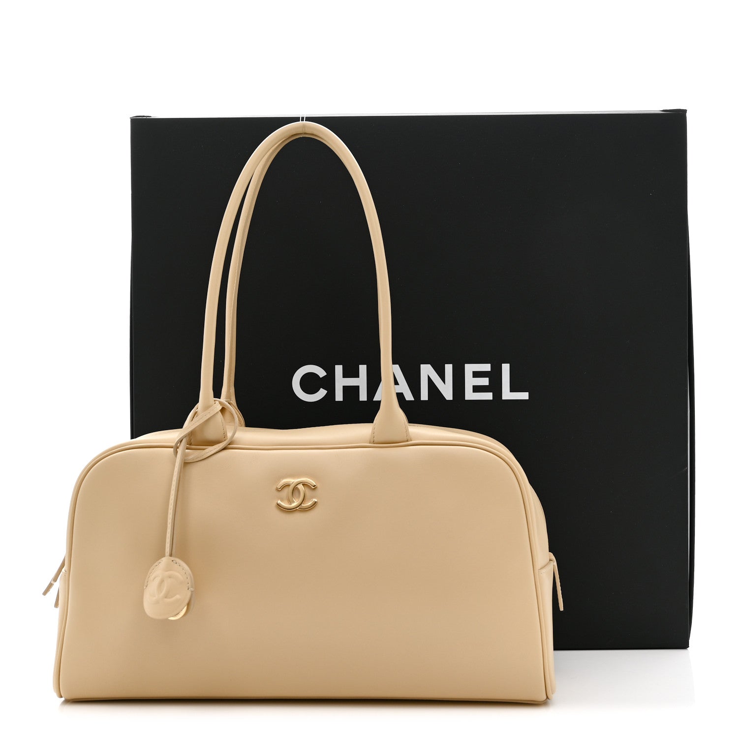 Chanel Calfskin Large Bowling Bag Beige 11 of 11