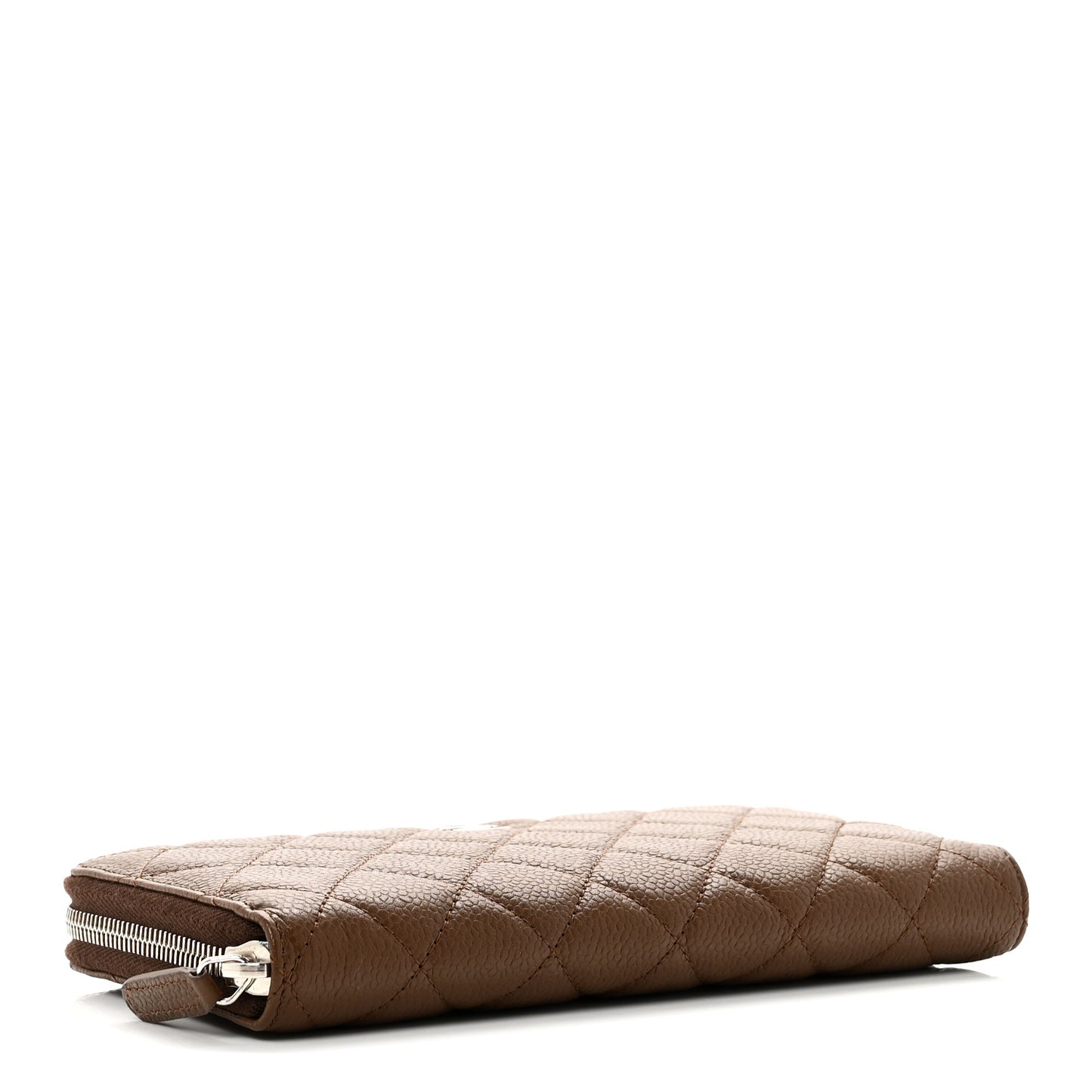 Caviar Quilted Large Gusset Zip Around Wallet Brown