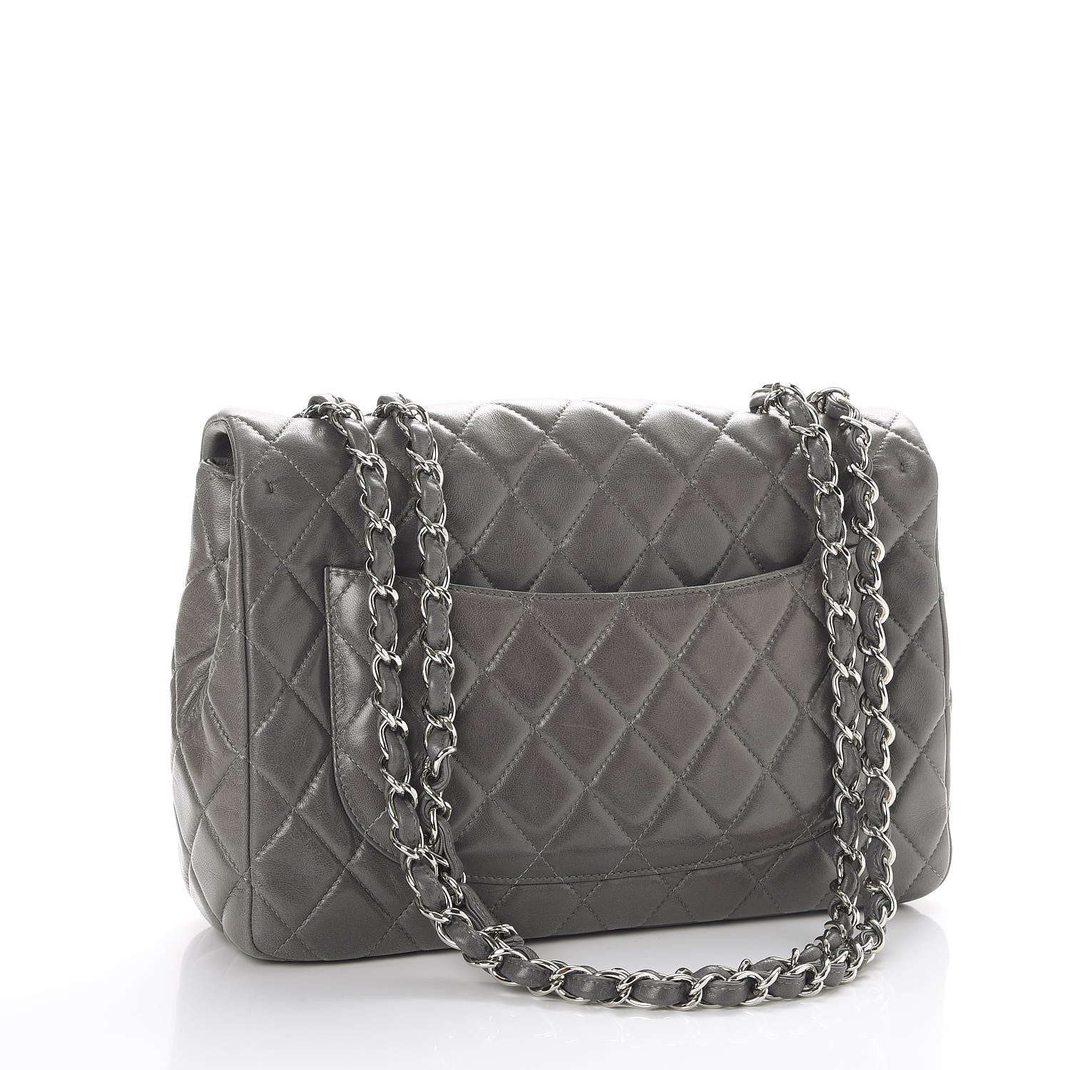 Chanel Lambskin Quilted Jumbo Single Flap Dark Grey 3 of 9