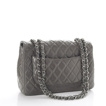 Chanel Lambskin Quilted Jumbo Single Flap Dark Grey 3 of 9