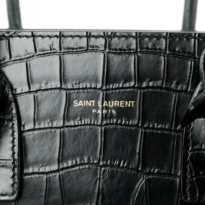 Saint Laurent Calfskin Crocodile Embossed Baby Sac De Jour Black 7 of 12