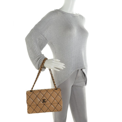 Chanel Calfskin Quilted Medium Wild Stitch Flap Beige 2 of 8